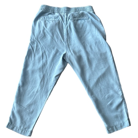 GAP Easy Pants Cotton elastic cord knot waist ankle  length blue Sz L - Picture 2 of 6